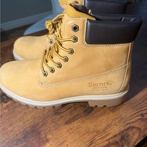 SMITH Wheat Tan & Black Padded-Collar Work Boots